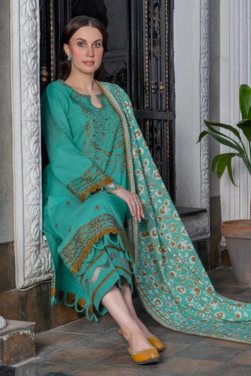 3PC Embroidered stitched Khaddar Suit KKHE-2919 - Embroidered - KHAS STORES US -